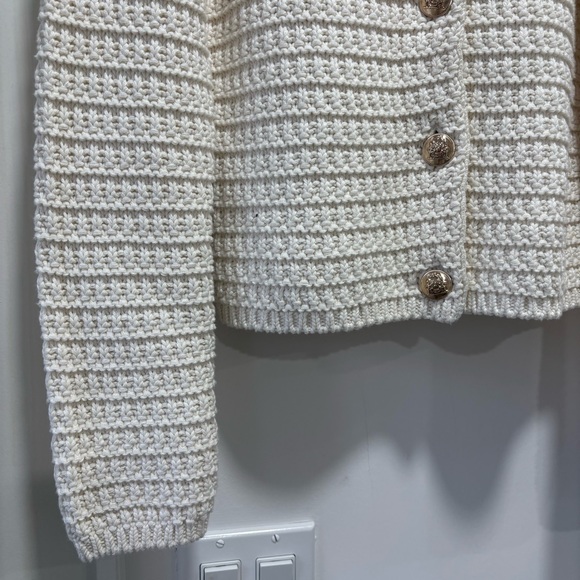 Ann Taylor Ivory White Crochet Sweater Cardigan Jacket Size Small - Picture 6 of 9
